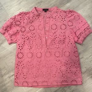 J. Crew Pink Eyelet Blouse